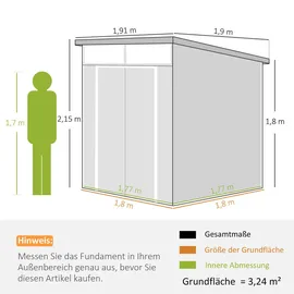 Outsunny Gerätehaus 1,91 x 1,90 m Dunkelgrau