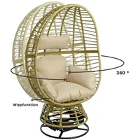 Polyrattan Loungesessel Schwingsessel Rattan Sessel Relaxsessel Stuhl Beige