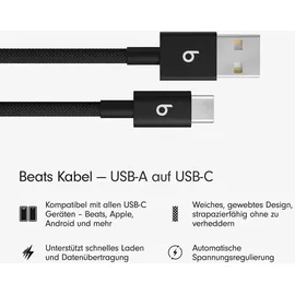 Apple Beats USB-A zu USB-C gewebtes Kabel 1.5 m Bolt Black (2-Pack)