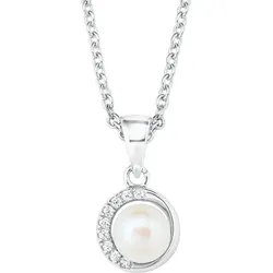 s.Oliver Kette 925er Silber, Perle One Size Weiss Damen 