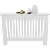 ECD Germany Heizkörperverkleidung Landhausstil 112x19x82cm Weiß aus MDF lackiert