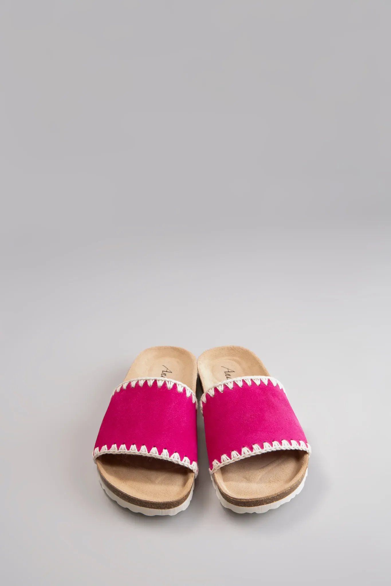 Pantolette ANISTON SHOES, Damen, Gr. 39, pink (fuchsia), Veloursleder, Schuhe Pantolette, Sommerschuh, Strandschuh mit Häkelborde