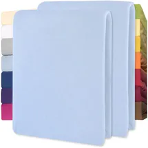CELINATEX Jersey Spannbettlaken Lucina für Kids Doppelpack 60x120-70x140cm Aqua blau 100% Baumwolle gekämmt superweich Spannbettbezug, Leintuch, Bettlaken, elastisch, Strech, Oeko-Tex