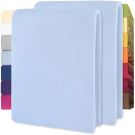 CELINATEX Jersey Spannbettlaken Lucina für Kids Doppelpack 60x120-70x140cm Aqua blau 100% Baumwolle gekämmt superweich Spannbettbezug, Leintuch, Bettlaken, elastisch, Strech, Oeko-Tex