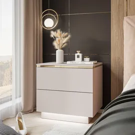 lookway Nachtschrank Aurora II 50 x 48 x 37 cm Beige/Gold
