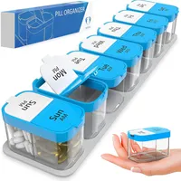Extra große Tablettenbox 7 Tage morgens abends - XXL Wochen Pillendose - übergroße Medikamentenbox für eine Woche Tabletten Organizer mit großen herausnehmbaren Tagesfächern Pillendose 2 Fächer