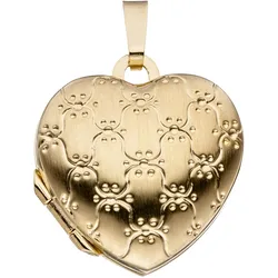 Medallion-Anhänger JOBO "Anhänger Medaillon Herz", gold (gelbgold 333), Schmuckanhänger, Damen, Gelbgold 333, 333 Gold