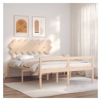 vidaXL Bett Seniorenbett mit Kopfteil 140x190 cm Massivholz beige 145.5 cm x 195.5 cm x 80.5 cm