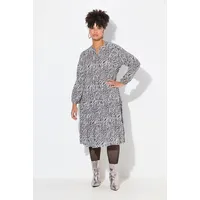 MIAMODA Jerseykleid Midikleid Zebramuster Schwarz 46