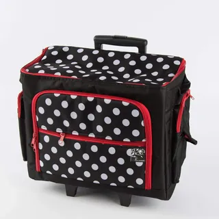 Prym Nähmaschinen-Trolley Polka Dots, schwarz/rot/weiß, 44 x 22 x 36 cm