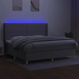 vidaXL Boxspringbett mit Matratze & LED Hellgrau 200x200 cm Stoff