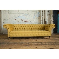 JVmoebel Chesterfield-Sofa, Chesterfield Big Textil Design Wohnzimmer Couch gelb