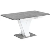 altdecor Esstisch ausziehbar, ideal als Küchentisch, Esszimmertisch - oder Wohnzimmertisch, solide Konstruktion aus Möbelplatte, 120 -160x80x75 c... - Silber/Weiß