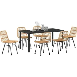 vidaXL Garten Essgruppe 7 pcs Braun Pulverbeschichteter Stahl