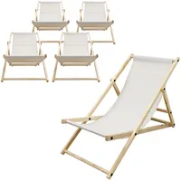 ECD Germany 5Er Set Liegestuhl Klappbar Beige aus Holz