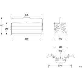 Gedore Werkzeugkasten 1335 L leer 5 Fächer blau 210x535x225 mm
