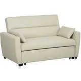Homcom Schlafsofa, 2-Sitzer Sofa mit Schlaffunktion, Verstellbare Rückenlehne, Couch mit Kissen, Samtoptik, Schlafcouch für Wohnzimmer, Gästezimmer, Beige