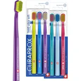 Curaprox 6 x CS 5460 Handzahnbürste, ultraweich, für Erwachsene mit 5460 Curen-Borsten, ultraweich, 6 Stück, zufällige Farbauswahl