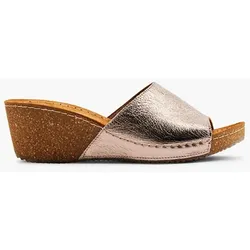 Leder Pantolette - Damen - platin - 37