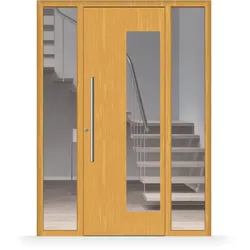 Haustür mit zwei Seitenteilen, Holz, Fichte Hell, 1550 x 2100 mm, Modell Mainz, individuell konfigurieren