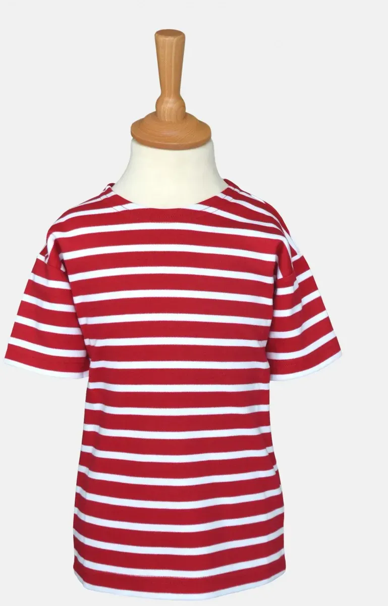 Bretonisches Kinder T-Shirt - rot/weissgestreift