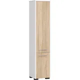 abamihome | Badezimmersäule Akord Fin Weiß 30 cm 2 Türen 5 Ebenen Front Sonoma-eiche B30 x H140 x T30 Cm