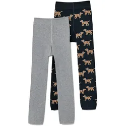 Tchibo - 2 Kinder-Strickleggings mit Stickerei - Herren - Gr. 122/128 - dunkelblau/jacquard