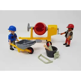 Playmobil Baustelle 2 Bauarbeiter mit Schubkarre und Betonmischer 6339