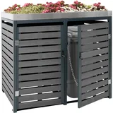 MCW 2er Mülltonnenverkleidung MCW-K14, Mülltonnenbox mit Pflanzkasten, 124x134x84cm WPC Edelstahl 79kg ~ anthrazit