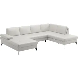 sit&more Wohnlandschaft SIT & MORE "Morris Jubi, Breite 300 cm", reinweiß, Sofas, B/H/T: 300cm x 83cm x 202cm, NaturLEDER, Ottomane rechts, Mit Armteilverstellung,Mit Bettfunktion, Wohnlandschaft, mit Armteilfunktion, optional mit Bettfunktion, B:300cm H:83cm
