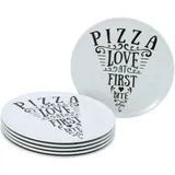 CreaTable 21569, Pizzateller Set IN LOVE, 6-teiliges Geschirrset, Pizzateller Set aus Porzellan, spülmaschinen- und mikrowellengeeignet, Made in Europe