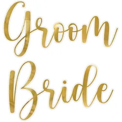 2 Glasaufkleber für Gläser 4x8cm Bride & Groom Hochzeitsaufkleber Sticker für Hochzeitsgläser Hochzeitssticker Aufkleber Hochzeit Hochzeitsdeko Gold