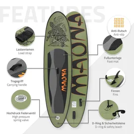 ECD Germany SUP Board Stand Up Paddle Board 308 x 78 x 10 cm olive