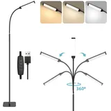 Sunicol LED Stehlampe Dimmbar Stehleuchte, 10 Helligkeit und 3 Farbtemperatur, Verstellbarer Schwanenhals Leselampe für Wohnzimmer, Schlafzimmer schwarz