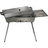 Schaschlikgrill Astana Deluxe Mangal aus rostfreiem Edelstahl mit BBQ Deckel Grillrost Ablage