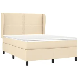 vidaXL Boxspringbett mit Matratze Creme 140x200 cm Stoff