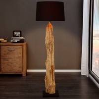 Licht-Erlebnisse Stehlampe 175 cm E27 Schwarz Natur Holz Modern Stehleuchte Wohnzimmer