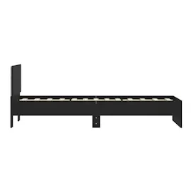 vidaXL Bettgestell mit Kopfteil und LED-Leuchten Schwarz 90x200 cm