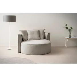 LeGer Home by Lena Gercke XXL-Sessel Isalie Cord 100 x 90 x 100 cm Braun mit Hocker