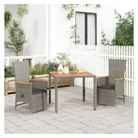 vidaXL Garten-Essgruppe 3-tlg. Grau