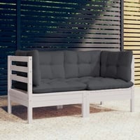 vidaXL Gartensofa Massivholz Kiefer Kissen anthrazit/weiß 3096011