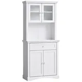 HOMCOM Küchenbuffet mit Schublade, Hochschrank mit Schrankfach, verstellbaren Ablagen (Aufbewahrungsschrank, 1-St., Buffetschrank) für Wohnzimmer, Esszimmer, 79 x 40 x 180 cm, Weiß weiß