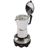 WDRENTOOL Espressomaschine mit Elektrische Heizplatte, 500W Espressokocher Aluminium Espressomaschinen Mokkakanne für Gasherd, Elektroherd, Keramikocher und Campingkocher (6 Tassen)