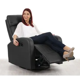 MCW Fernsehsessel MCW-A54 Premium, Relaxsessel Schaukelstuhl Wippfunktion, drehbar ~ Kunstleder schwarz