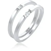 Elli Solitärring Ring Solitär Zirkonia Klassik Set 925 Silber silberfarben 56 mm