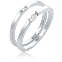 Elli Solitärring Ring Solitär Zirkonia Klassik Set 925 Silber silberfarben 56 mm