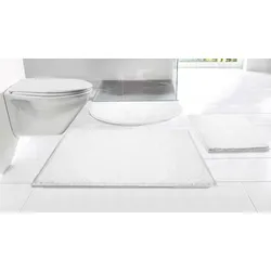 Badematte MY HOME "Juna, Badteppich" Gr. 61, weiß, H:15mm, Polyester, Badematten, besonders weich, Badematten, unifarben