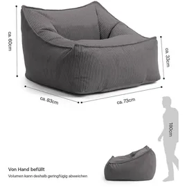 mokebo Sitzsack Sessel aus Cord Der Lümmel XXL Sitzsack, Cord Sessel oder Sitz Sessel in Anthrazit