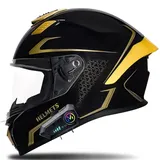 Integralhelm Motorradhelm mit Bluetooth, Integriert Klapphelm mit Sonnenblende, ECE Zertifiziert Herren Touring Street Mopedhelm Scooter Chopper Helm, Motorradhelm Herren