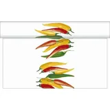 sovie HOME Tischläufer Chili aus Linclass® Airlaid, 40 cm x 4,80 m, 1 Stück, - Chili Gewürze Spicy